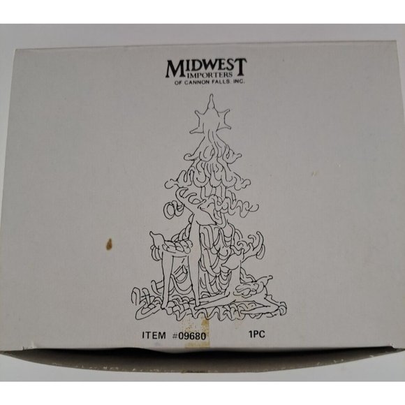 Clear Glass Christmas Ornament Deer Tree Midwest Imports W Box 09680 Vintage - Picture 7 of 7